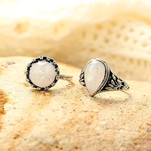 Opal Boho Plated Midi Finger Stylish Ring Set